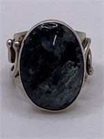 SIGNED JAY KING STERLING SILVER & STONE RING