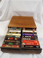 (24) VHS Movies - With Faux Wood Storage Drawers