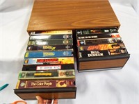 (24) VHS Movies - with Faux Wood Storage Drawers