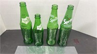 4 Vintage Sprite Bottles.
