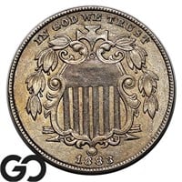 1883 Shield Nickel, Lustrous Choice BU++