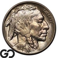 1930 Buffalo Nickel, Near Gem BU, Lustrous Coin!