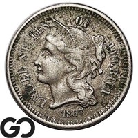 1867 Three Cent Nickel, VF++