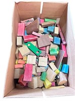 Box of Vintage Colored Wooden Blocks