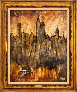 Carlos Irizarry New York City Skyline Oil Canvas