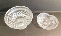 2 Candy Dishes, Clear Glass