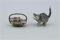 Vienna Bronze Cat and Basket of Kitties