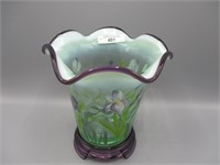 Fenton HP flip vase on stand