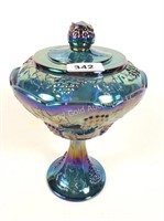 Blue Indiana Glass Carnival Compote
