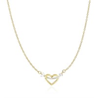 14k Two-tone Arrowed Heart Charm Necklace
