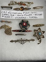 12 Victorian Pins