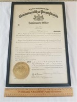 1935 Indiana Pa Judge Document Framed