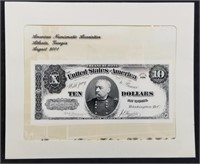 BEP Souvenir Card B254 1890 $10 Treasury Note