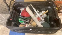 Tub lot with paint supplies, rollers, glazing,
