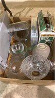 Box lot of kitchen glassware, a salad shooter,