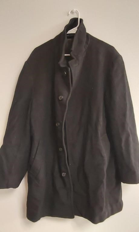Stafford black button up coat. 3 inside pockets.