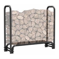 Mr IRONSTONE 4ft Firewood Rack with Mesh Base,