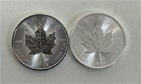 (2) 2023 $5 1oz SILVER CANADIAN COINS