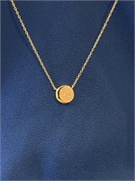 Moon w/ Diamonds Gold-Toned Silver Necklace