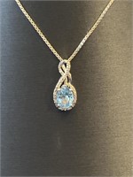 Blue Topaz Diamond Accents Silver Necklace