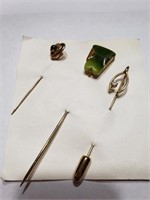 VINTAGE STICK PINS - 3 (TWO WITH JADE)