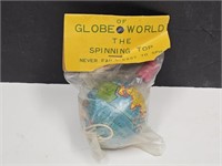 Vintage Globe World Spinning Top NOS