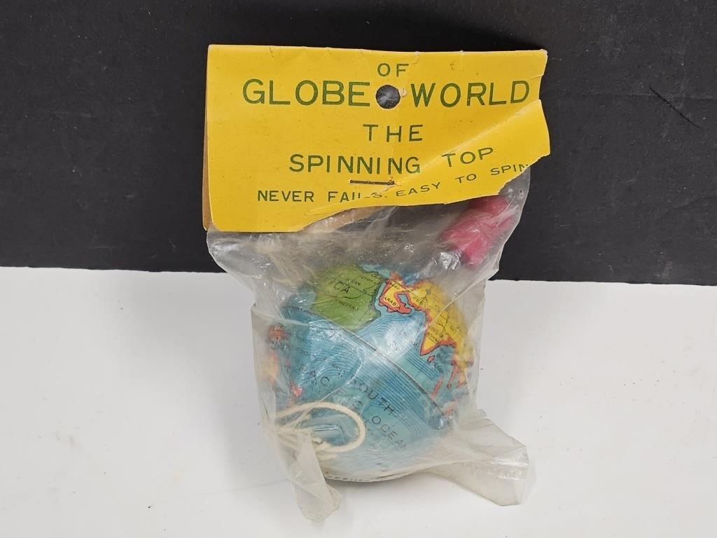 Vintage Globe World Spinning Top NOS