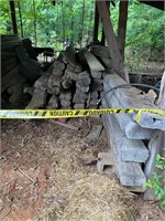 Large lot of hand hewn logs most are solid+ other