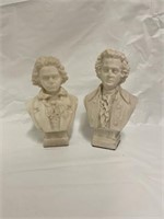 Two Bisque Busts of Mozart and Beethoven