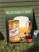 Vintage style Miller High Life beer tin sign
