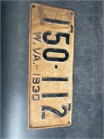 1930 WEST VIRGINIA LICENSE PLATE #150112
