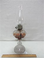 PRETTY GLASS BASE OIL LAMP