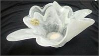 Swirls Glass Art Bowl / Center Piece M. Valenti 9"