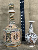 Portuguese decanter & vase