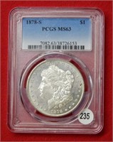 1878 S Morgan Silver Dollar PCGS MS63