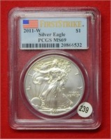 2011 W American Eagle PCGS MS69 1 Ounce Silver