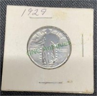 Coin - United States 1929 quarter dollar piece.