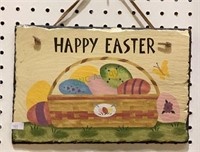 Very nicely painted Happy Easter sign on slate