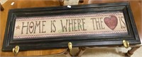 Wall mount coat rack "home is where the heart is"