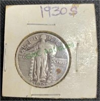 Coin - United States 1930 quarter dollar piece.