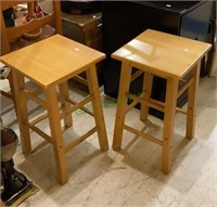 Matching pair of wooden plant stands - one is