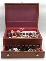 (FG) Wood Box With Costume Jewelry  Necklace,