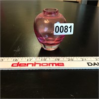 Small, pink glass vase