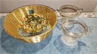 Mixed lot basket cups and vintage christmas star