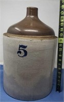 5gal. Brown & White Stoneware Jug