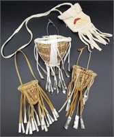 Apache Burden Baskets & Leather Pouch (4)