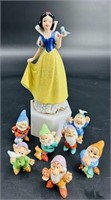 Disney Snow White Ceramic Figurine W 7 Dwarfs