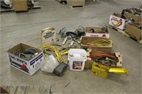 (3) Boxes of Assorted Electrical Cords, Work Light