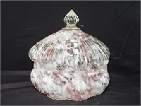 Art glass covered candy dish, 5 1/2" h. x 5 1/2"