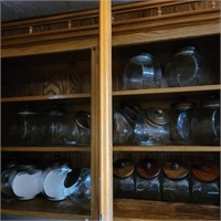 Cabinet Full of Canisters w/ Wooden Lids